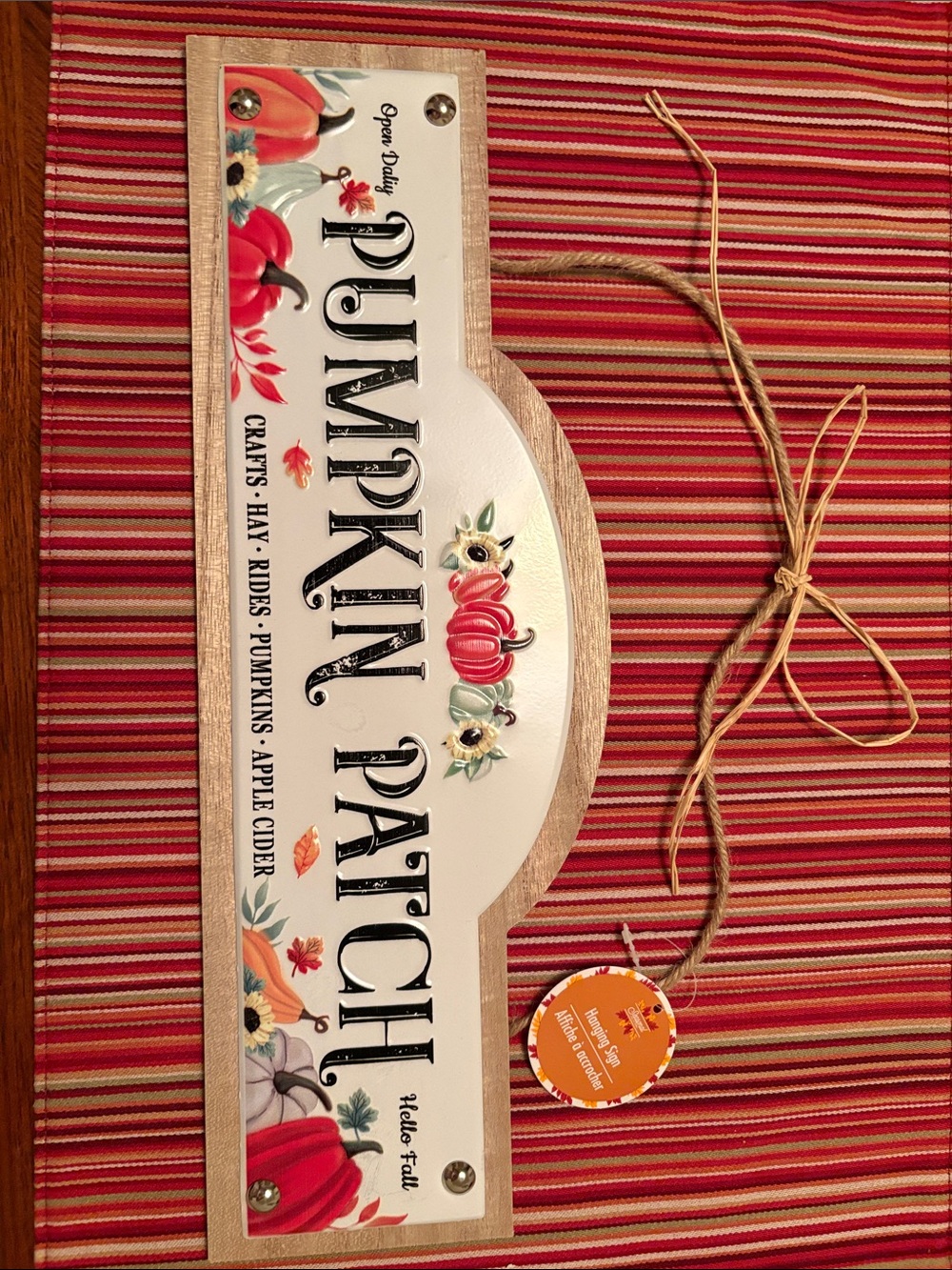 New! Pumpkin Patch Wall Sign - Fall Decorative Tin Hanging Plaque